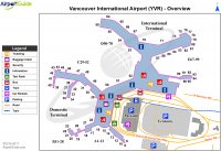 Схема терминалов аэропорта Vancouver International Airport