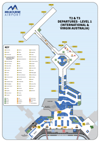 Схема 2-го этажа международного Терминала 2 аэропорта Melbourne International Airport