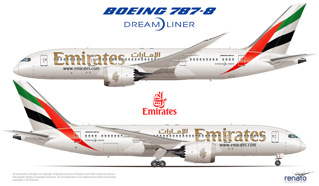 Emirates заказала 40 широкофюзеляжных самолетов Boeing-787-10 Dreamliner