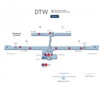 Схема терминалов аэропорта Detroit Metropolitan Wayne County Airport