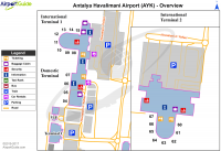 Схема терминалов аэропорта Antalya International Airport