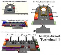 Схема терминала 1 аэропорта Antalya International Airport